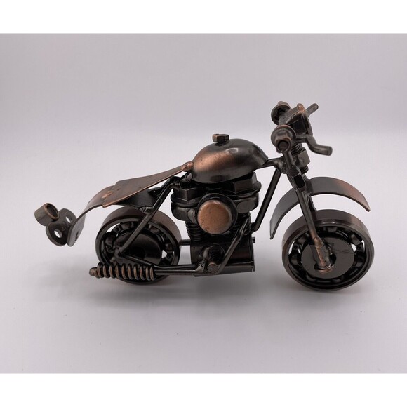 Handmade Metal Motorcycle Copper Color - Picture 3 of 6